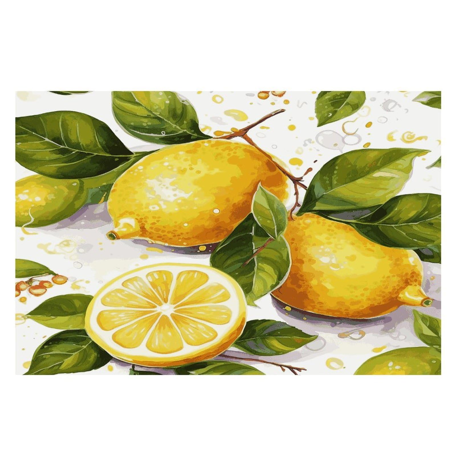 Fruits Lemon Placemats Heat-Resistant Washable Place Mats Anti Slip Dining Table Place Mats Wipeable Dining Table Mats Kitchen Decoration Placemats 17.7’’×11.8’’