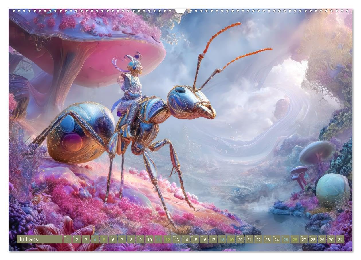 Insektenplanet - Surrealer Science-Fiction (hochwertiger Premium Wandkalender 2026 DIN A2 quer), Kunstdruck in Hochglanz: Gigantisch große surreale Insekten (CALVENDO Spass)