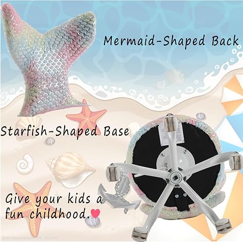 Miniatura 5 de Bonita silla de escritorio para niños, silla de computadora suave y mullida para niñas, adolescentes, estudio de lectura, silla giratoria ajustable