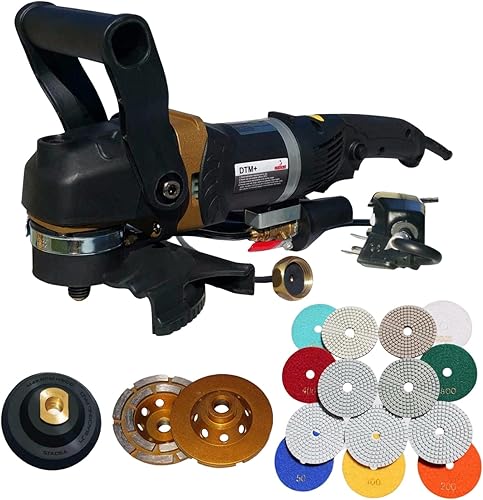 Stadea SWP112K Paquete de herramientas de pulido de encimera de hormigón - Pulidora húmeda, muela de hormigón, kit de almohadillas de pulido de