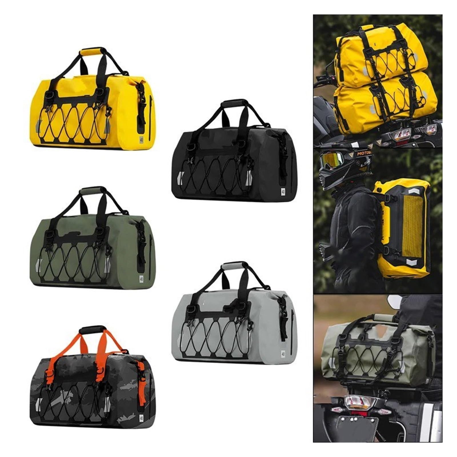 Borsa Coda Impermeabile Universale Per Moto Viaggio Bagagli Asciutti Esterno Zaino 40/66 / 90Lc Borse Da Sella Per Moto(90L color orange)