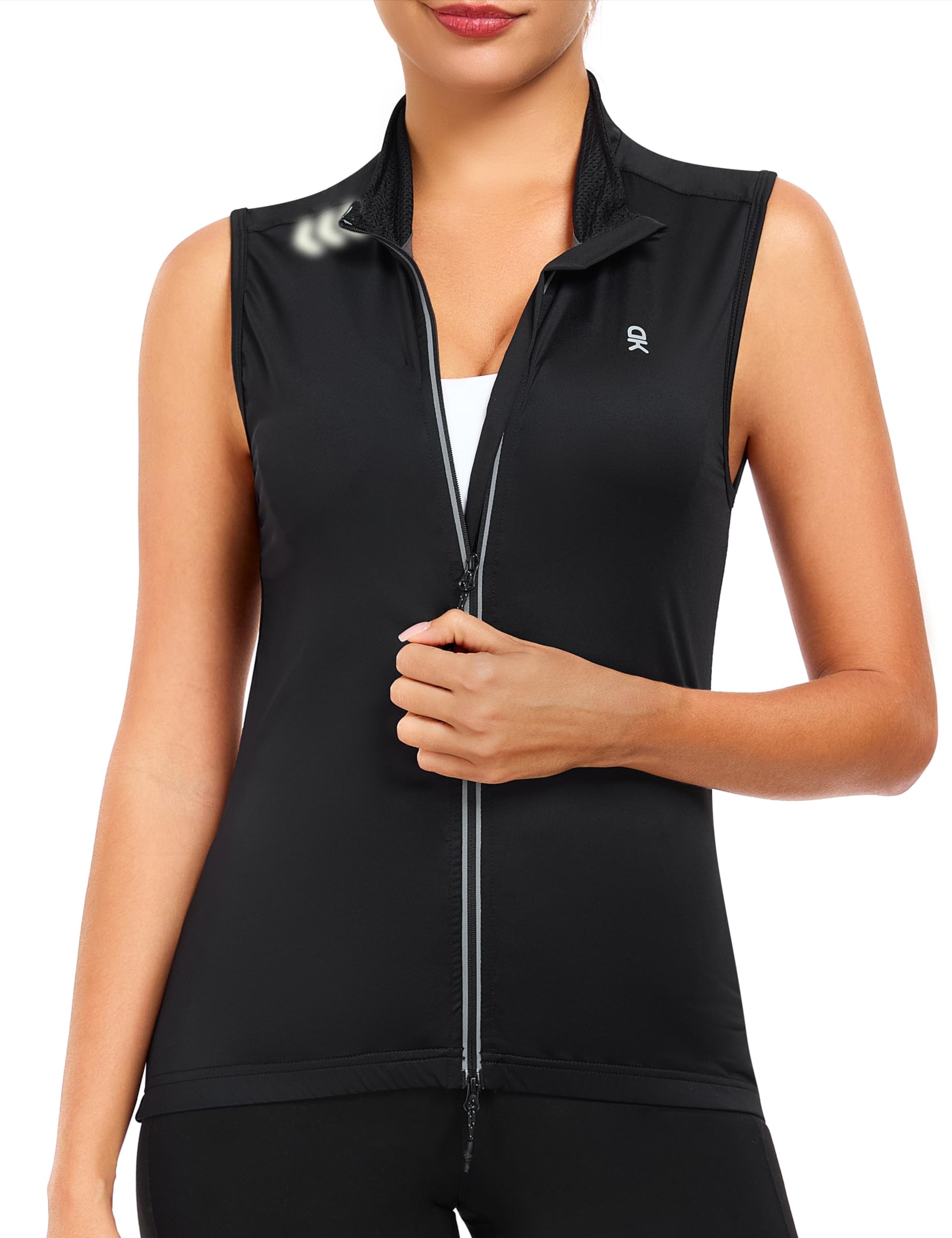 Little Donkey Andy Women's Breathable Cycling Vests full Zip Reflective Sleeveless Jerseys Running Biking Shirts 4 Pockets