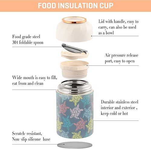 Miniatura 4 de Turtles Food Jar with Spoon Stainless Steel Vacuum Insulated Food Container 17 oz Food Flask for Hot Food