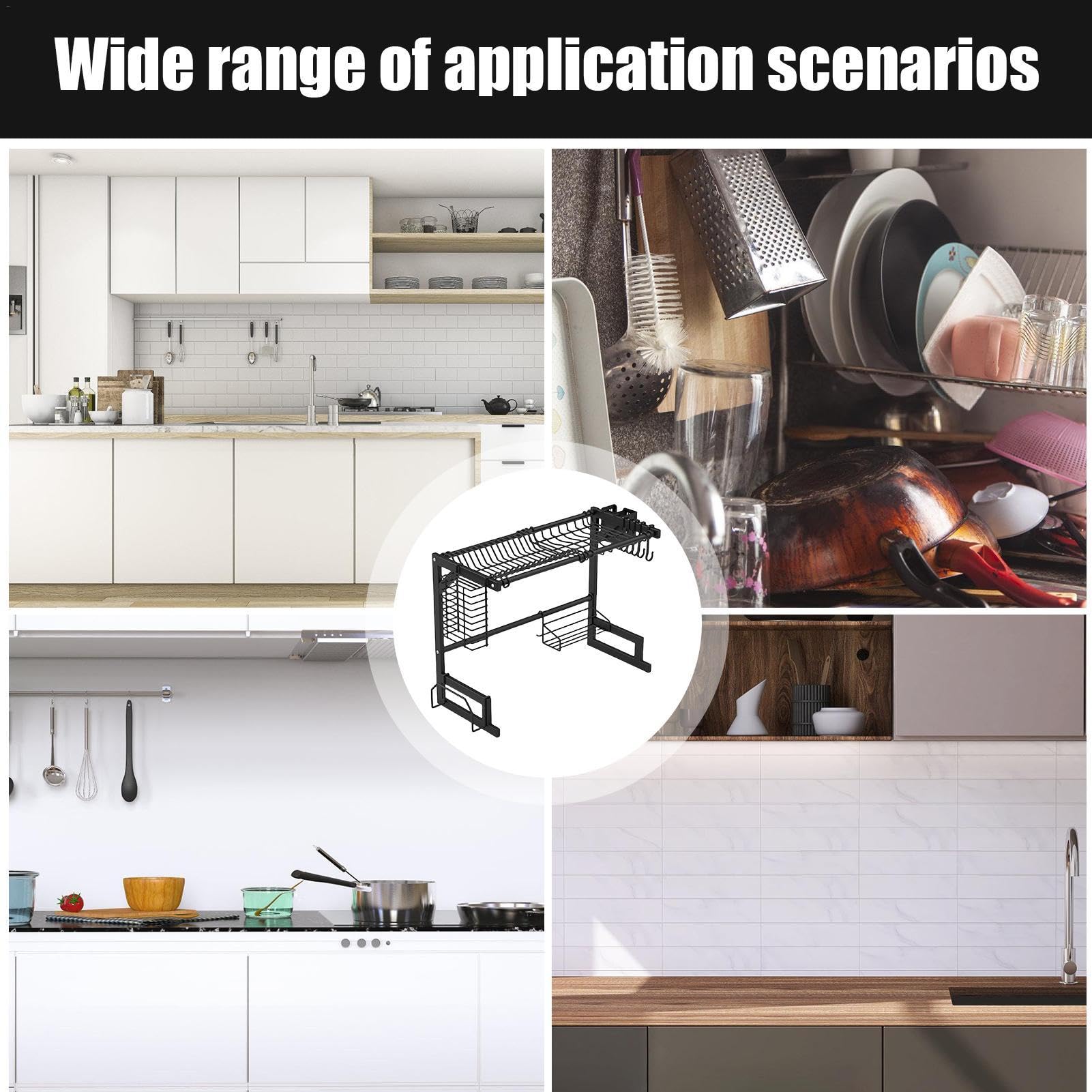 Escurridor de platos para fregadero, escurridor impermeable con ganchos, utensilio multifuncional con fregadero, soporte de secado compacto, escurridor de acero inoxidable para cocinas pequeñas | utensilio multifuncional con fregadero, soporte de secado c