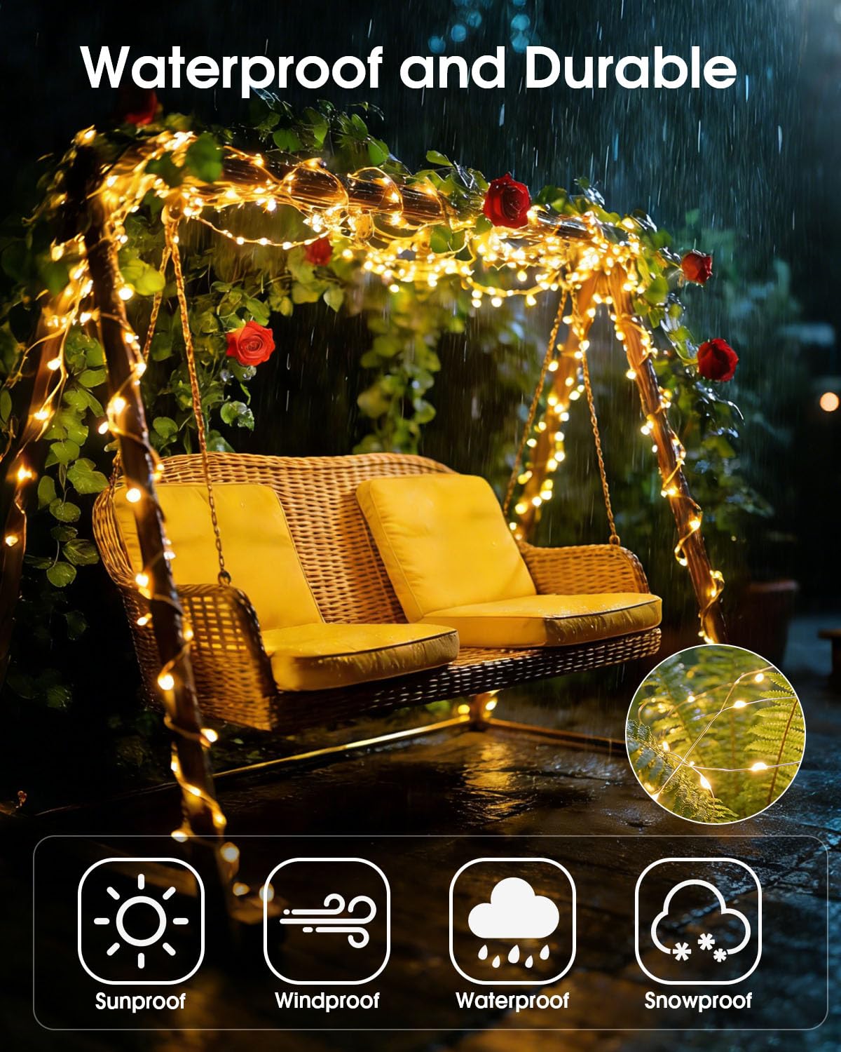 Stringa Luci LED, 4x10M 100LED Catene Luminose con USB Alimentata con Telecomando, 8 Modalità Impermeabile Decorative Luminosa per Giardino, Natale, Feste, Matrimonio(Bianco Caldo)
