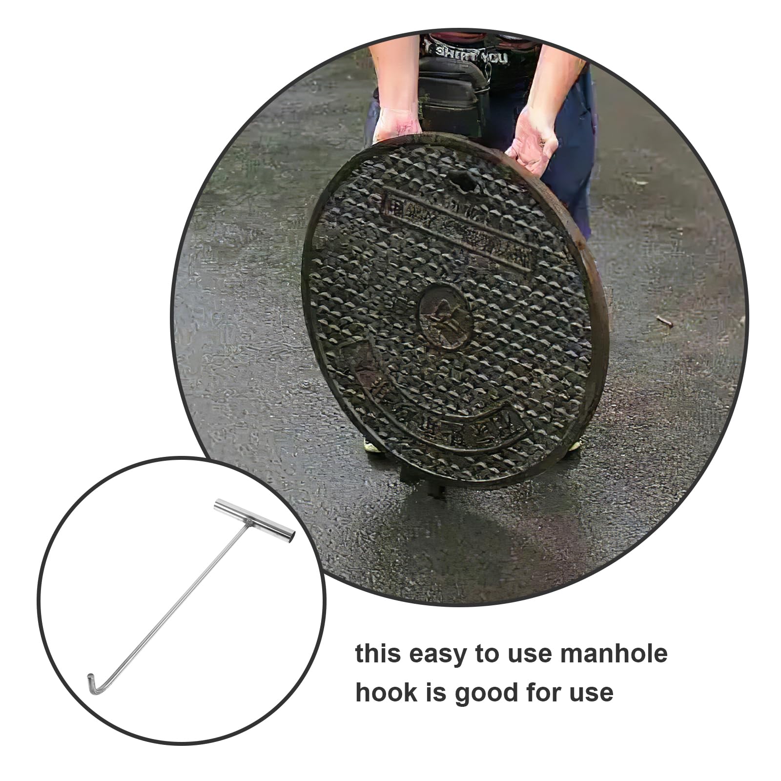 Manhole Cover Hook - Stainless Steel Lifting Tool -4