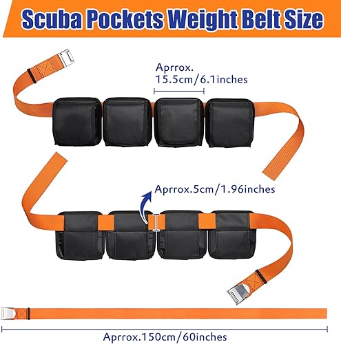 Miniatura 7 de Cinturón de peso para buceo con 4 bolsillos desmontables, hebilla de liberación rápida, bolsillo de buceo + 2 protectores de peso, correa de
