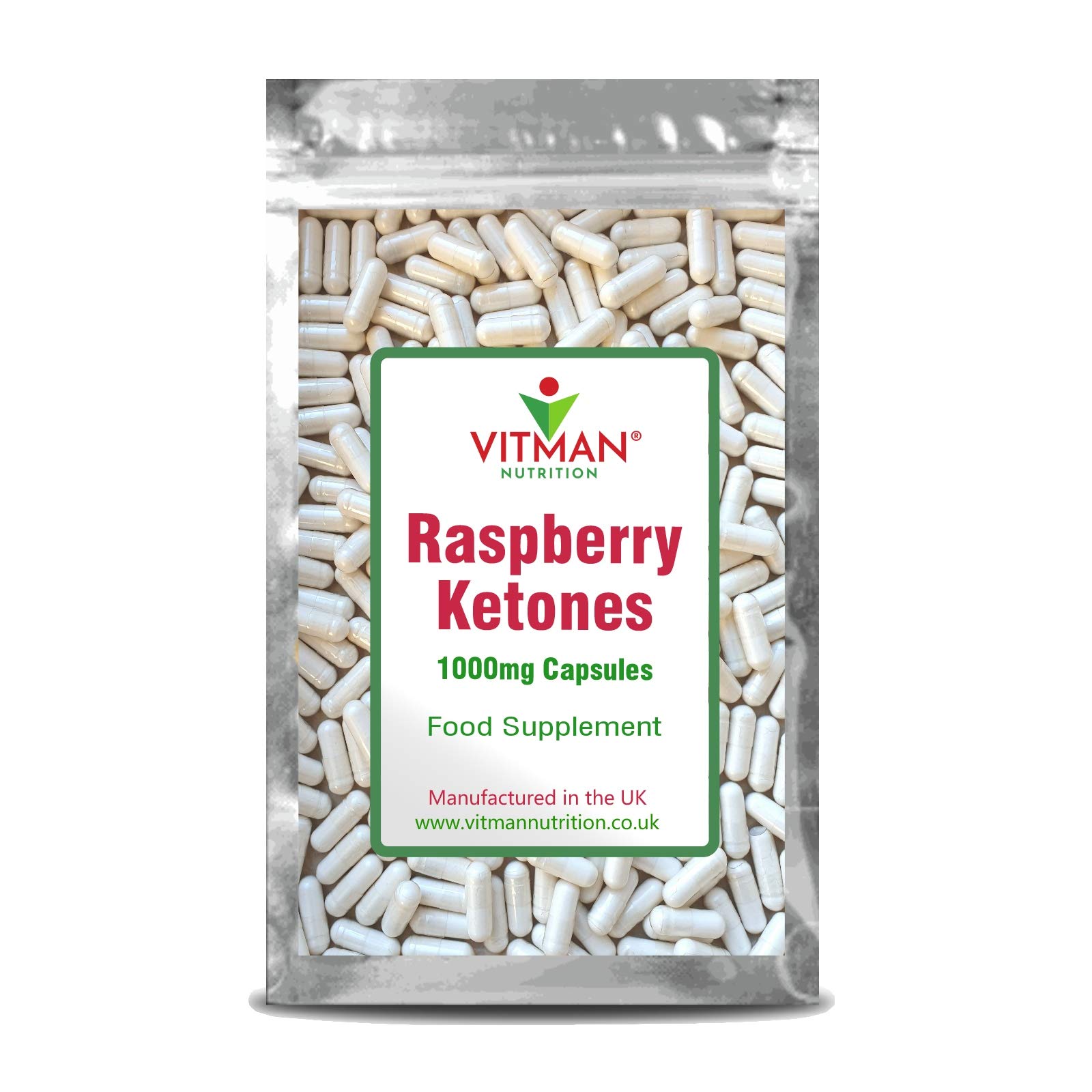 Raspberry Ketone 1000mg 90 High Strength Capsules | Weight Loss & Slimming Support | Keto Diet | Fat Burn | Metabolism Boost - UK Made for VitMan Nutrition