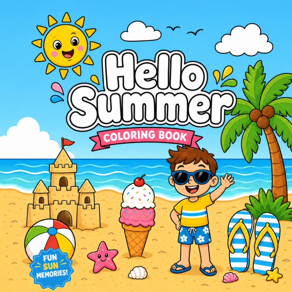 Hello Summer Coloring Book: “Simple Summer Fun for Little Artists”