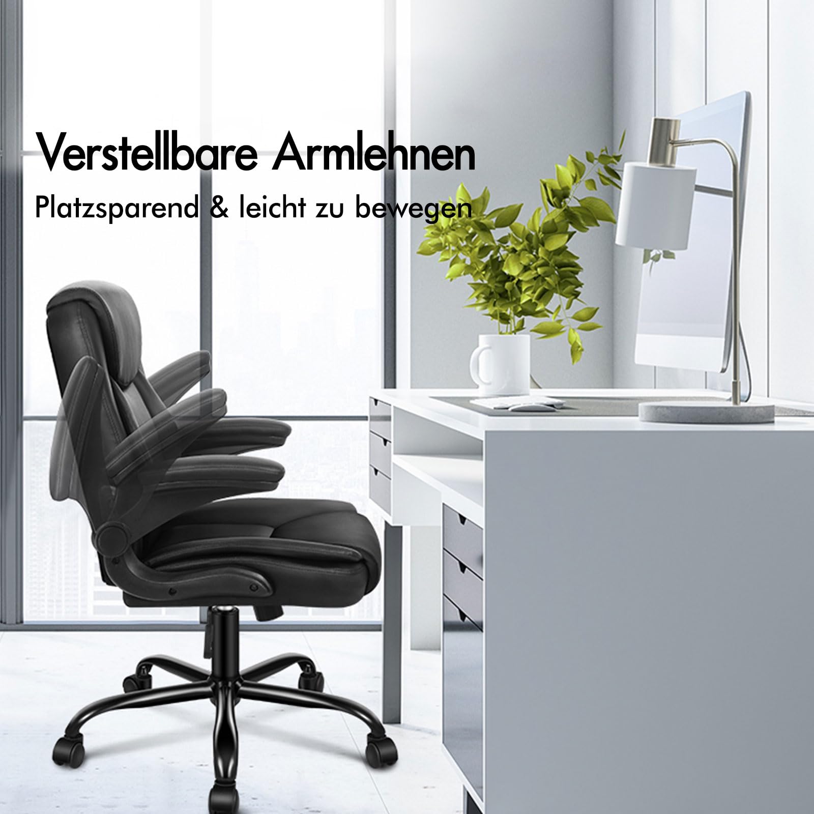 ALFORDSON Ergonomischer Bürostuhl Chefsessel Massage, höhenverstellbarer Schreibtischstuhl Armlehnen, Computerstuhl Wippfunktion 90°-135°, Drehstuhl mit Rollen,Besprechungsstuhl Pu Leder, Schwarz