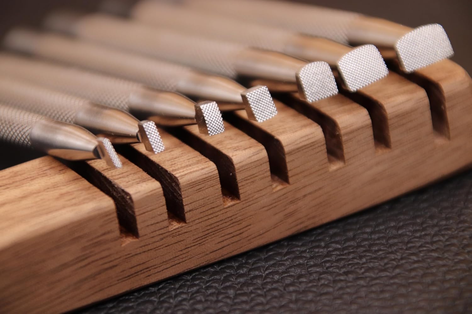 Checkered Stamps Leather Stamping Undercut Beveler - One Piece or Set of 7 Leather Stamping Tools in Stainless Steel (Full Set, 7 Pieces)