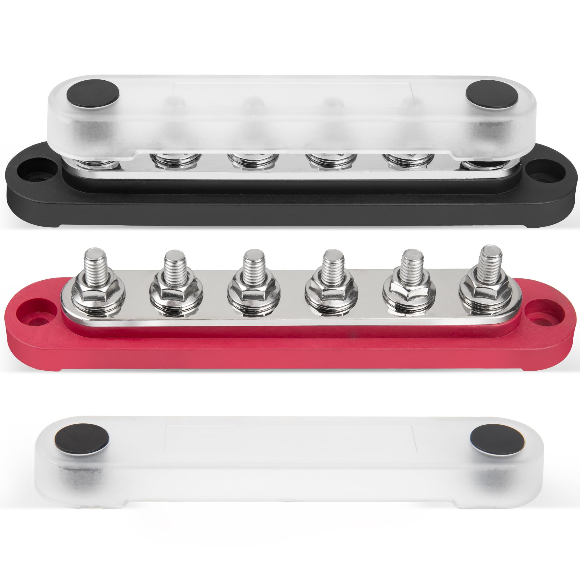RED WOLF 150A Sammelschienen Verteilerblock mit 6x M6 Klemmenbolzen, Positive Masse Stromverteilungsblock Busbar für Auto Marine RV Wohnmobil Lkw Elektrik System Klemmleisten