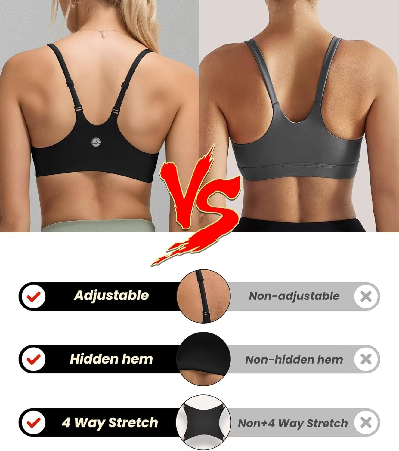 Womens Spaghetti Strap Sports Bras for Women Padded Yoga Bra Workout Wireless Crop Comfy Athletic Tops - Image 5