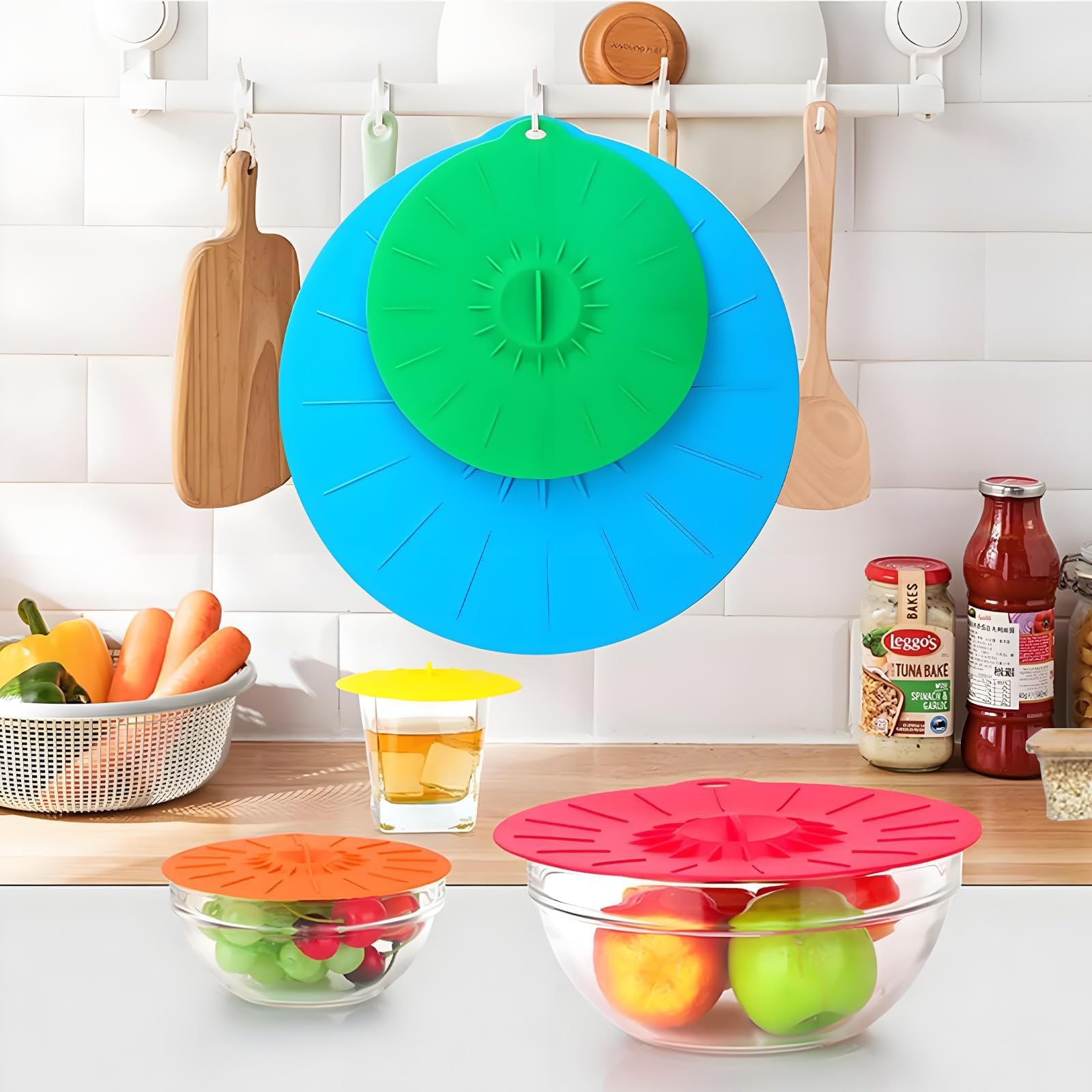 5 Pezzi Coperchi in Silicone, Coperchi Universali in Silicone, Coperchi A Ventosa, Per Ciotole, Tazze, Padelle e Forni a Microonde (Colore Regolare)