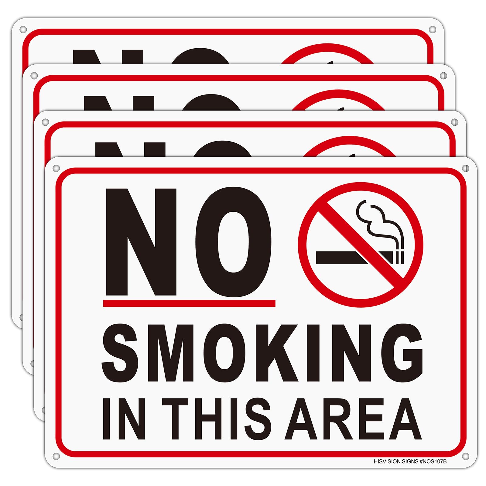 No Smoking Sign, No Vaping Sign,4-Pack -10"x7"Rust Free Reflective Aluminum,UV Printed,FadeResistant, UV Protected,Weatherproof,Easy to Mount,Indoor/
