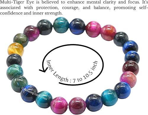 Vista 493 de Amazing Gemstone Crystal Bracelet for Women Men's Gifts - Protection Healing Crystal Bracelet - 8mm Gemstone Beaded Stretchable Bracelet Pulseras