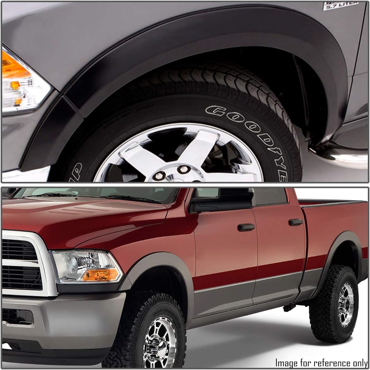 DNA Motoring IF-10021-MBK 4Pcs/Set OE Style Fender Flare Cover Wheel Protectors Compatible with 11-18 Ram 1500, Excludes RT & Rebel Models