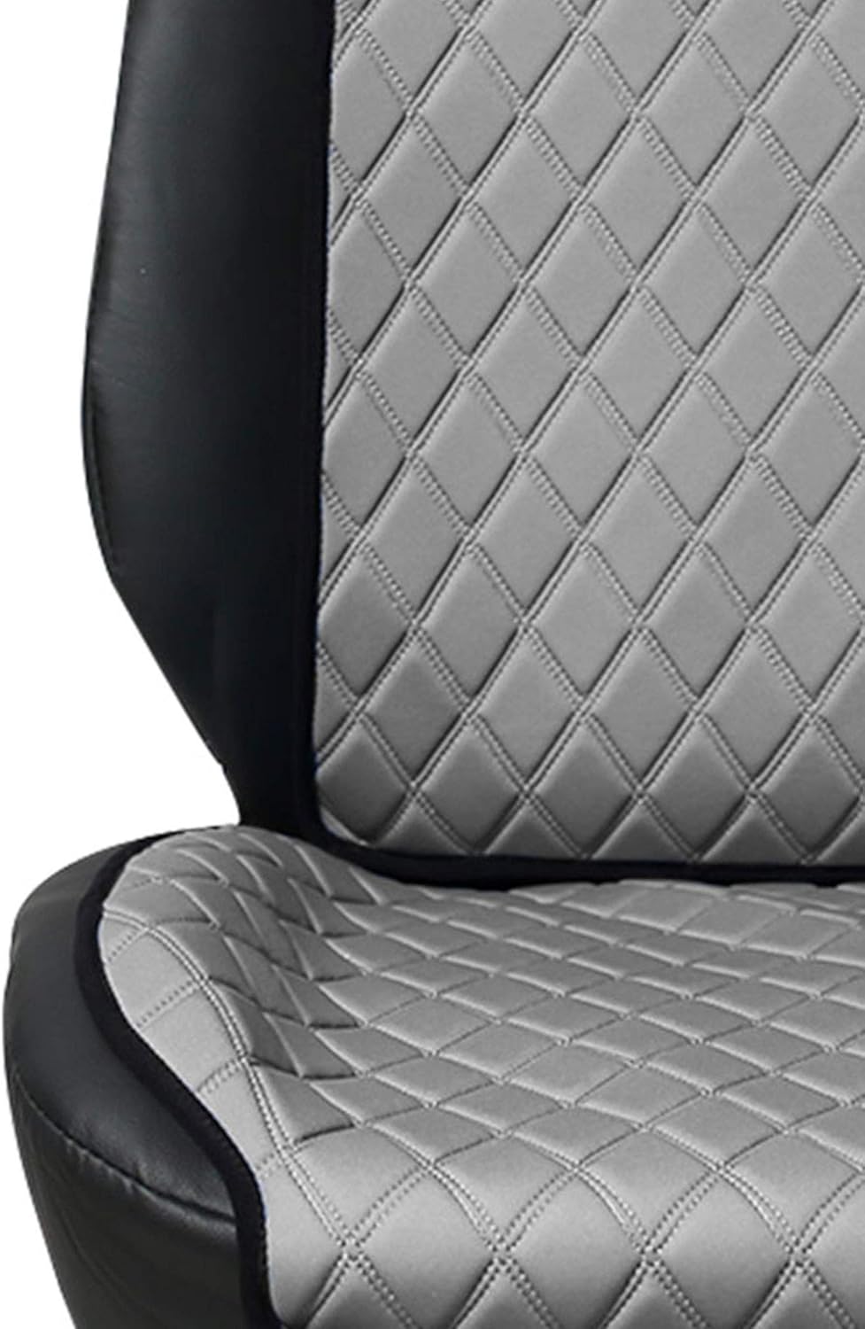 FH Group Car Front Seat Protector Water Resistant Air Bag Compatible, Neo Supreme Luxury Diamond Design Universal (One) Seat Cover for Cars, Auto, Trucks, Vans & SUVs (Gray)