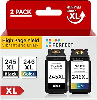 PG-245XL CL-246XL Ink Cartridges, Replacement for Canon 245 246 245XL 246XL, for Canon Ink 245 246, Fit for Pixma MX492 MX490 MG2520 MG3022 TS3420 MG2522 TR4520 TR4522 Printer(1 Black,1 Color)