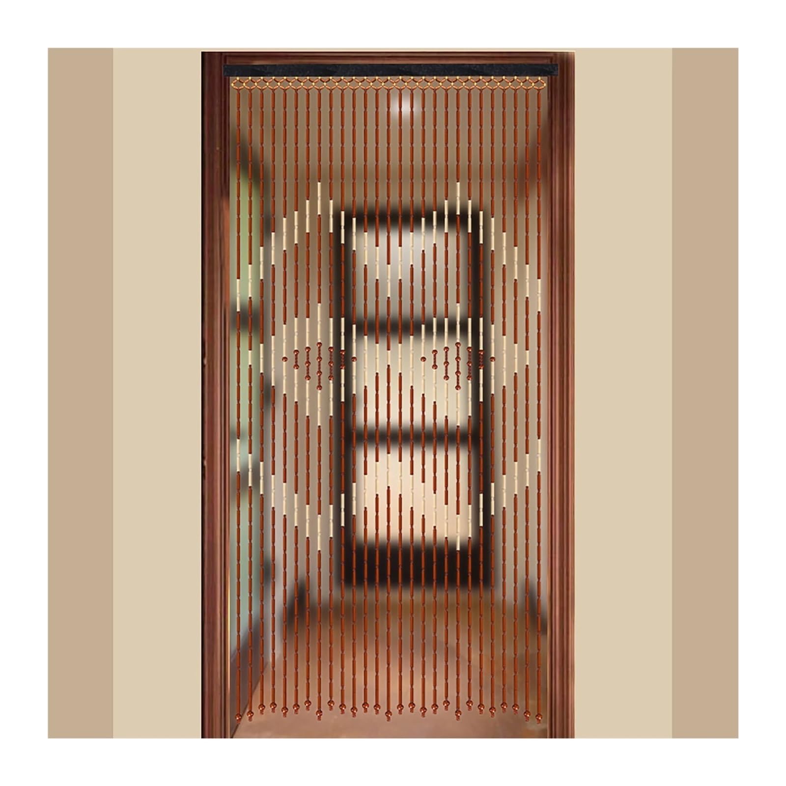 XUWEWI Beaded Door Curtain With Wood, And Polyester Cotton, 27 Strands, Creates A Tranquil Atmosphere For Doorway
