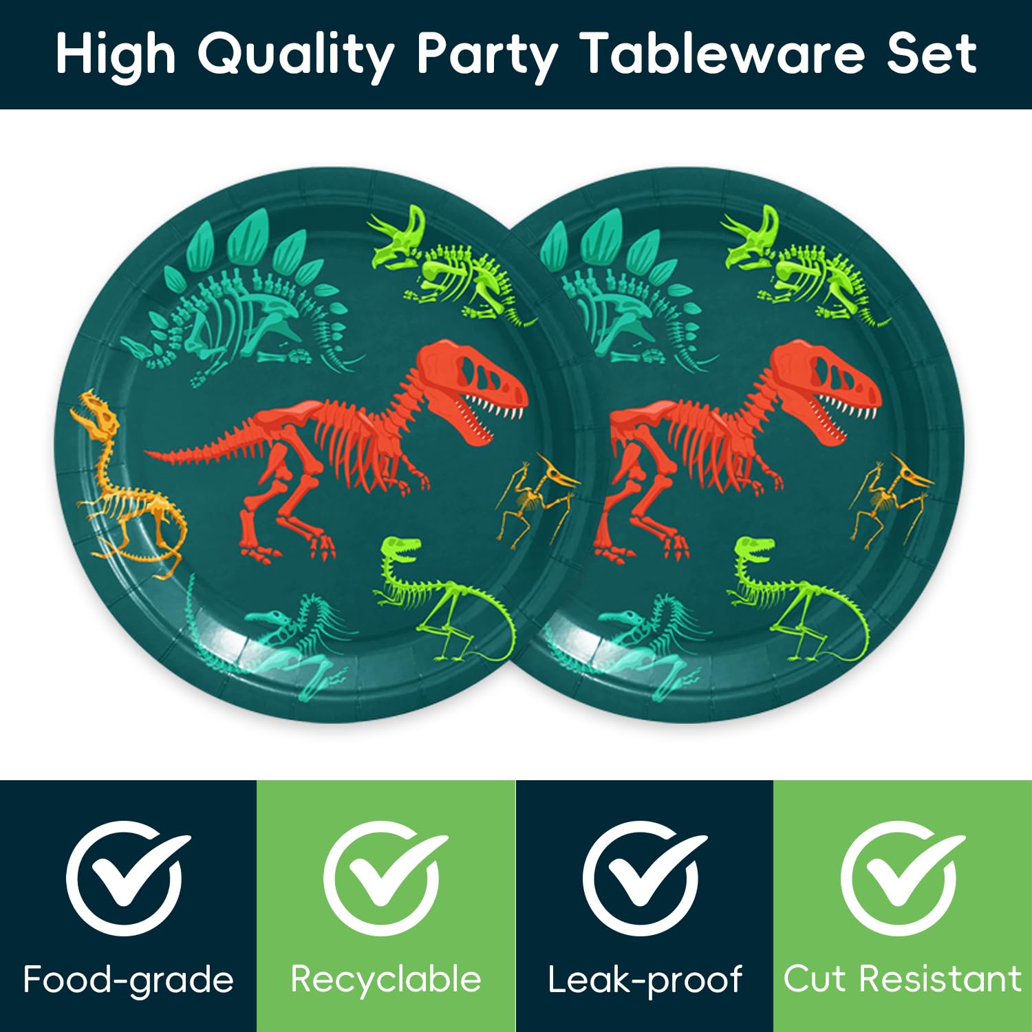 79 Pc. Pastel Dino Party Disposable Tableware Kit For 8 Guests