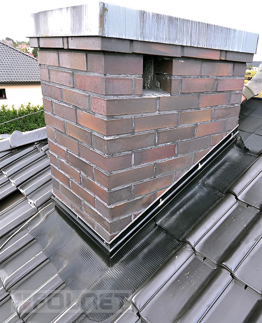 Parotec EPDM Wandanschlussband mit Aluminium Streckgitter (Schwarz) | Kaminanschlussband, armiertes EPDM, vollflächiger Butylkleber, UV-beständig, wetterfest