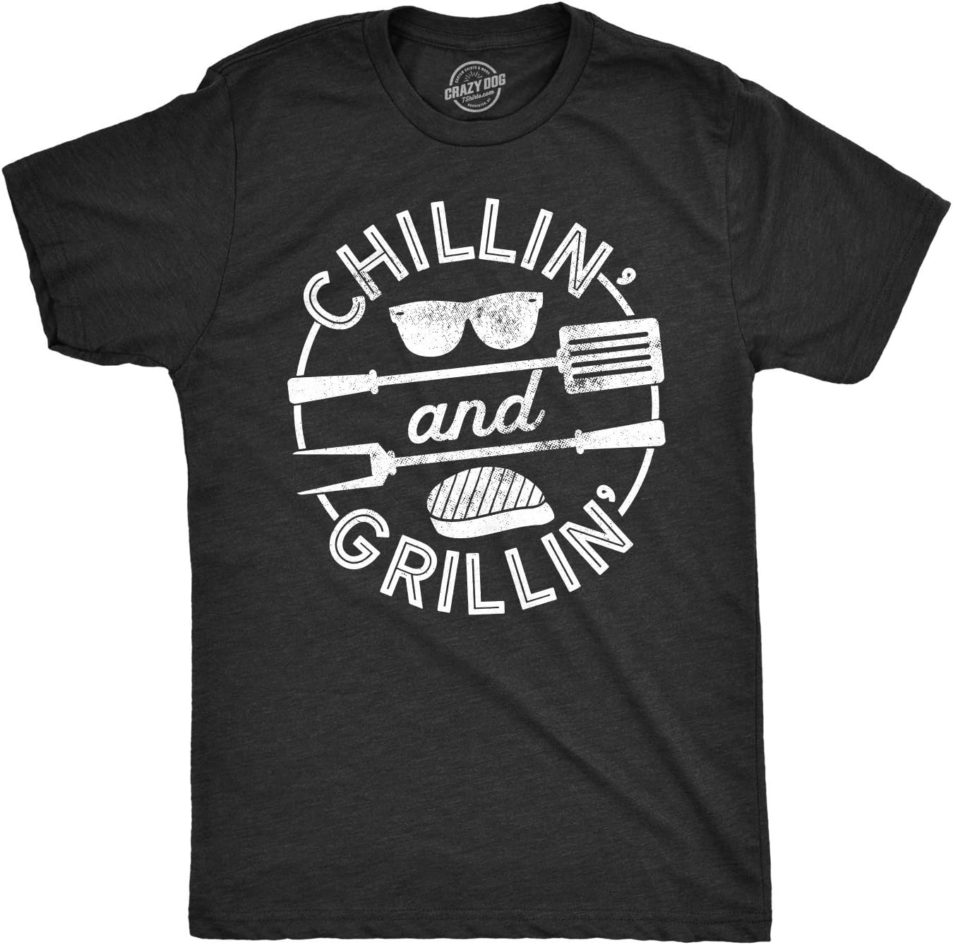 Crazy Dog T-ShirtsMens Chillin and Grillin Tshirt Funny Outdoor Summer BBQ Tee for Guys