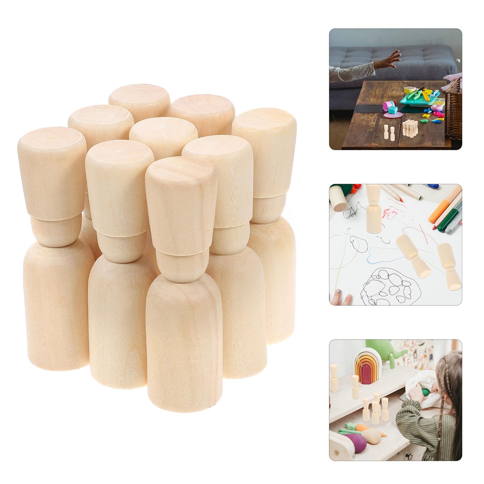 Muñecos de Madera para Pintar para Niños, 20 Piezas 26x85 Mm