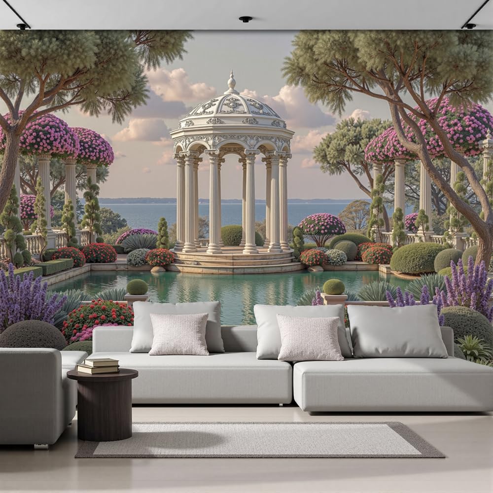 Papier peint panoramique 3D pour agrandir une piece poster mural jardin grec
