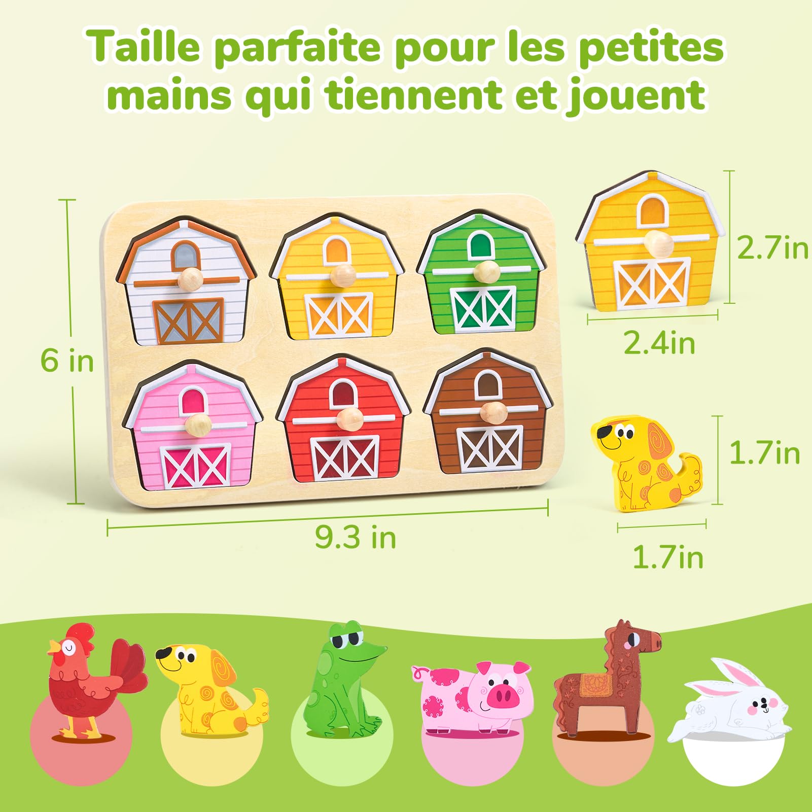 JoyCat Puzzle en Bois Animaux de la Ferme Montessori 1 2 3 Ans Jouet Educatif Enfant