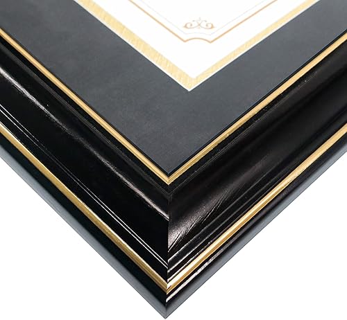 Miniatura 6 de GraduationMall Marco de diploma de 8.5 x 11 pulgadas con paspartú negro sobre dorado o certificado de 11 x 14 pulgadas sin paspartú, madera maciza y