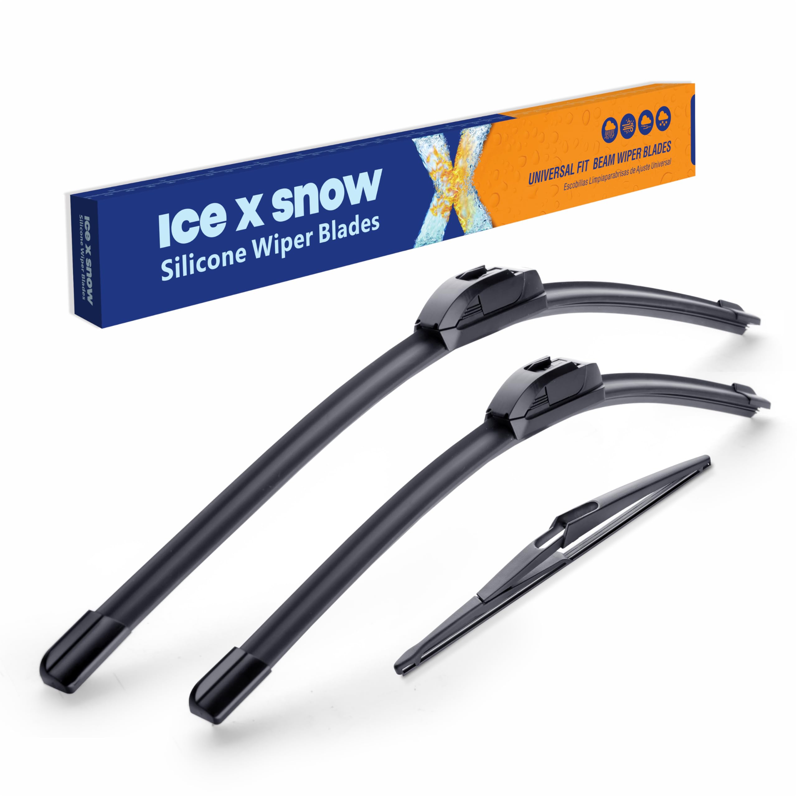 ICEXSNOW 26"+17"/12J Silicone Wiper Blades Replacement for Nissan Rogue 2023-2014 Pathfinder 2021-2013 Automative Replacement Water Repellent Windshield Wiper Blades(Set of 3) Hook