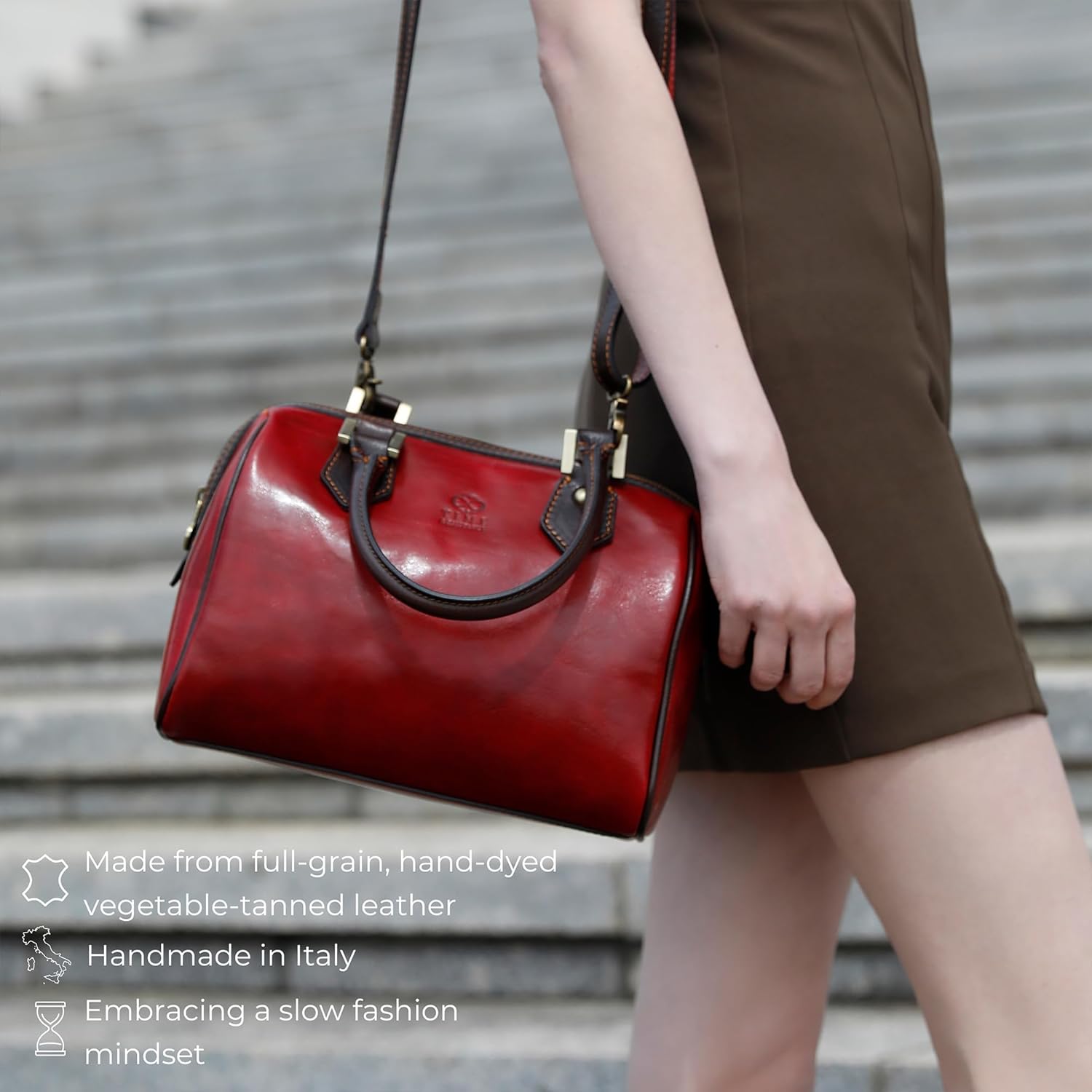 Time Resistance Leather Handbag - Full-Grain Leather Purse for Women - Top Handle Bag - Tote Bag | Full-Grain Leather - Image 4