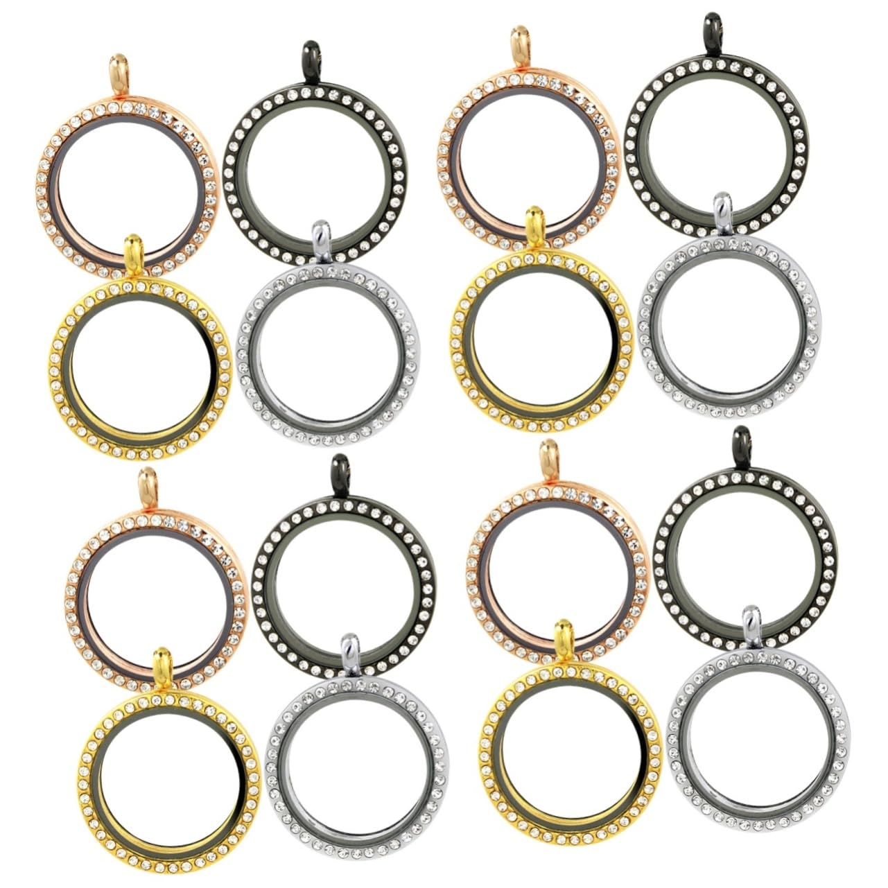 Operitacx 16 Pièces Pendentif Photo En Diamant Anneau De Lunette Arrière Ouvert Collier Ras Du Cou En Strass Pendentifs À Breloques Photo Plateaux À À Lunette Ronde
