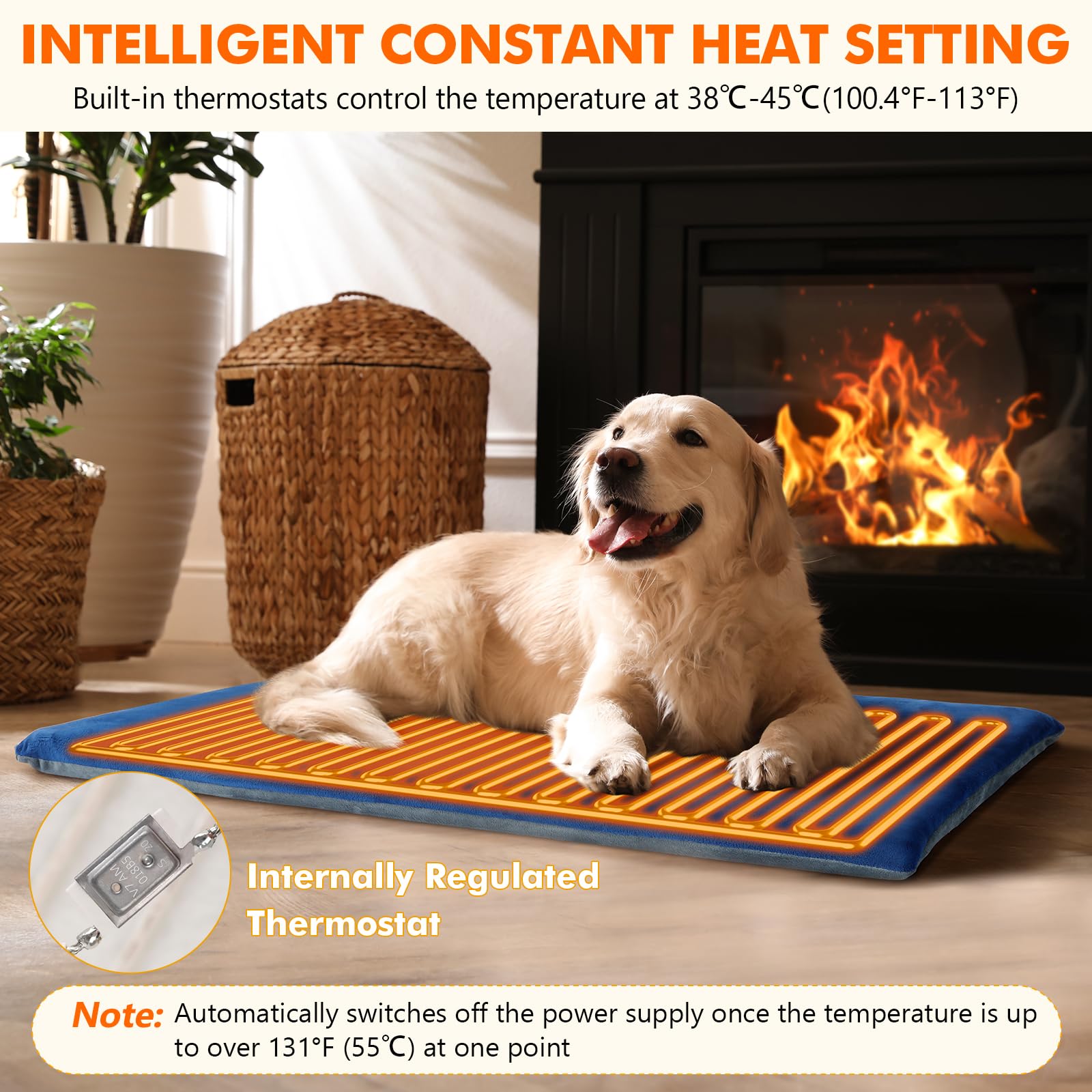 Pecute Tappetino Riscaldante per Gatti da Esterno, Tappetino Riscaldante per Cani e Gatti, Gonfiabile, 30×40 cm, Temperatura Costante, Anti-morso, Impermeabile, Cane di Piccola Taglia Gatto