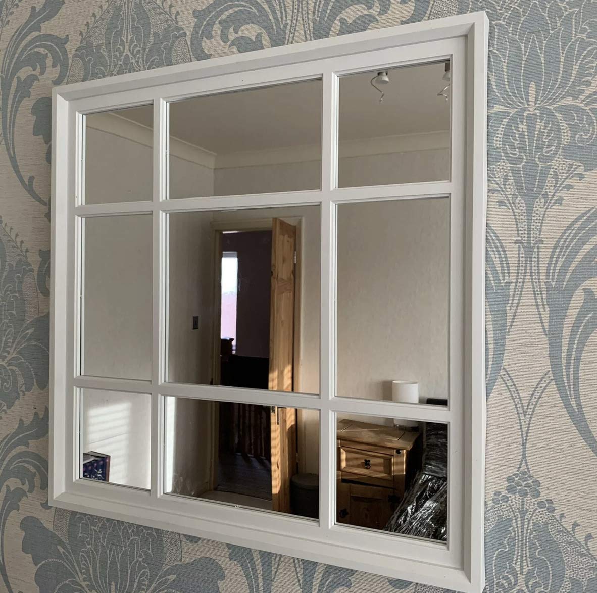 Window White Fa9 Square Indoor/Outdoor Garden Mirror - Vintage Elegant Style Wall Mirror For Simply Stylish Decor - 61X61cm