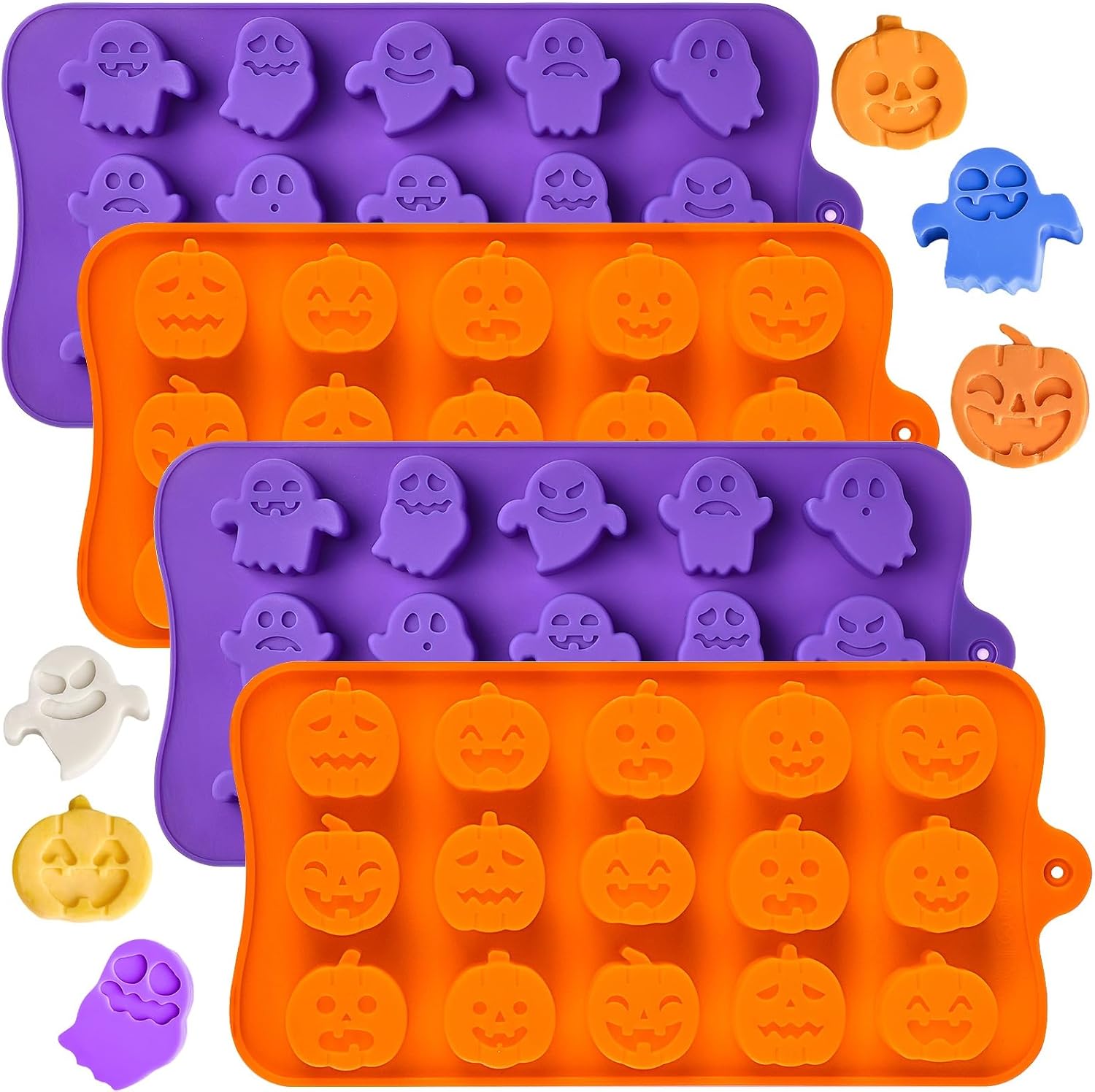 JOERSH Halloween Chocolate Silicone Molds, 72 Cavities, 4Pcs