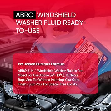 ABRO Windshield Washer Fluid 1 Gallon, Streak-Free Bug Remover, 1 Pack
