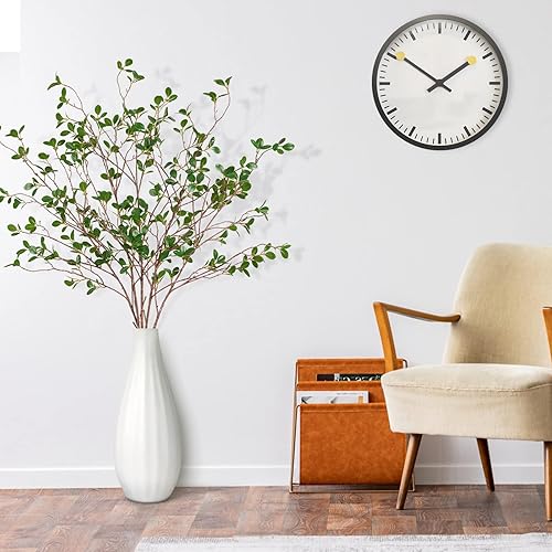 Miniatura 6 de MARTINE MALL 2 ramas de ficus artificiales, ramas verdes de 44 pulgadas para jarrón, ramas de eucalipto sedosas de imitación para árbol de ficus,