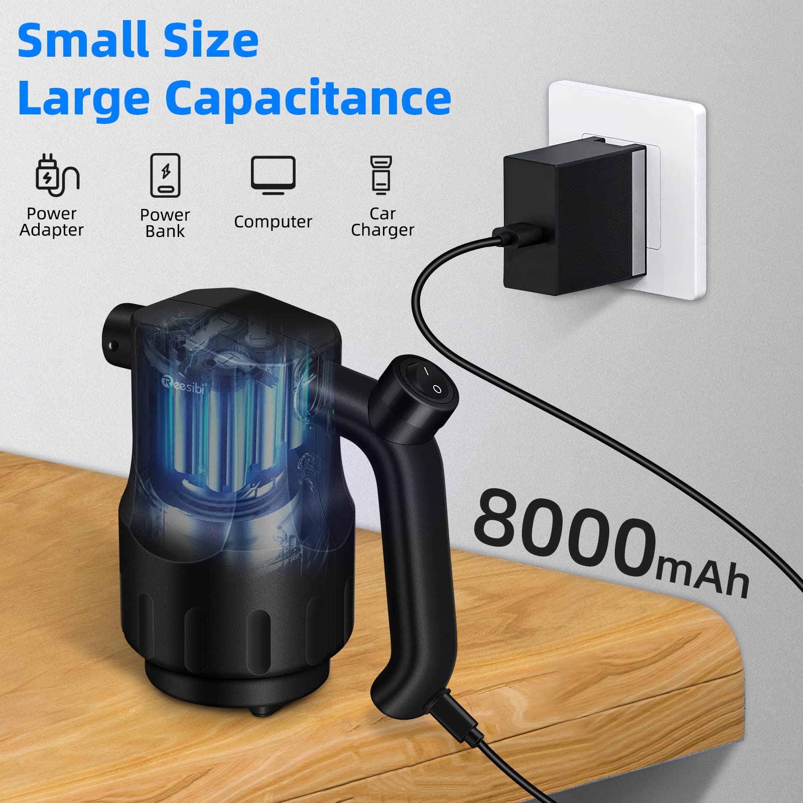 Soffiatore Aria Compressa Elettrico Senza Fili 40000 RPM - Per PC, Auto, Casa, Ricaricabile USB-C 7500mAh