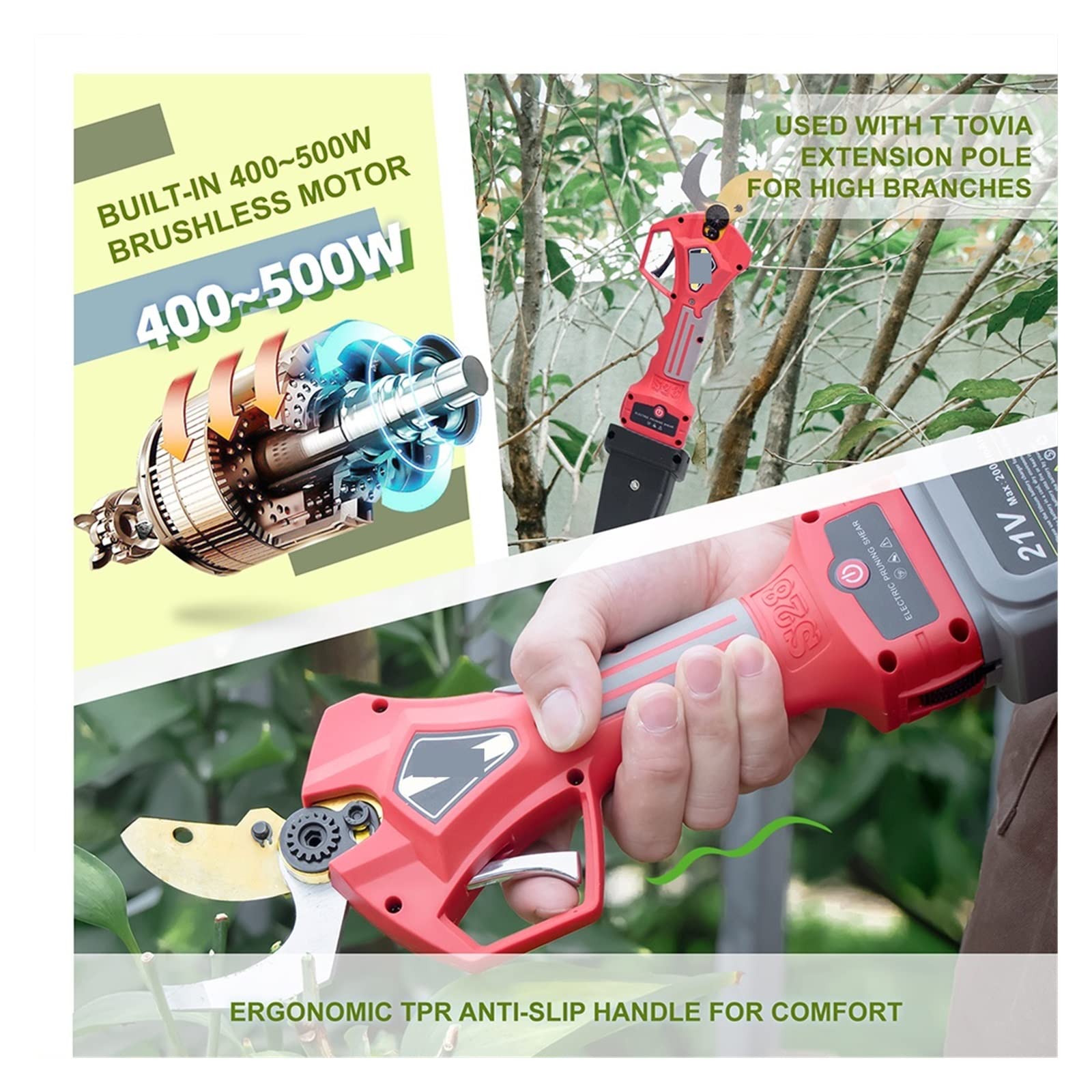 Sekatory Elektryczne Elektryczny sekator bezszczotkowy elektryczny ogrodowy do drzew owocowych gałęzie Bonsai akumulatorowy(Shears(Box))