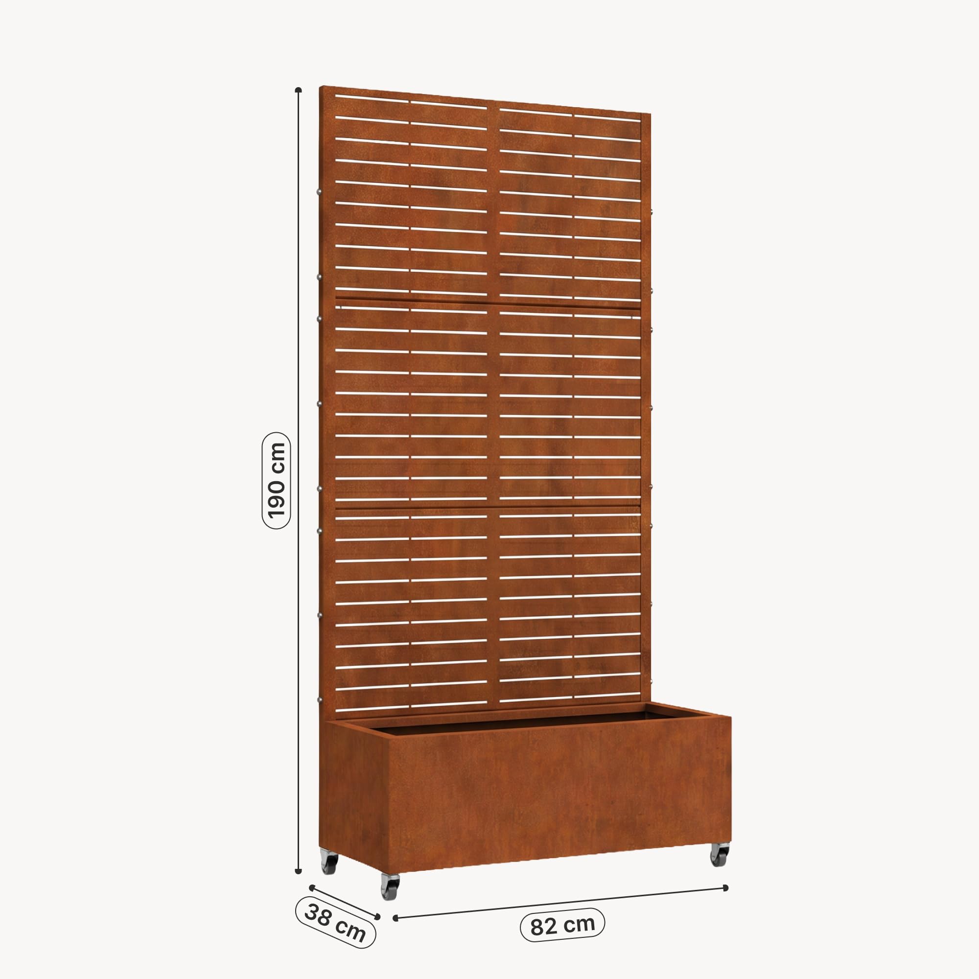 casa.pro Fioriera con Spalliera 190 x 82 x 38 cm Marrone Ossidato