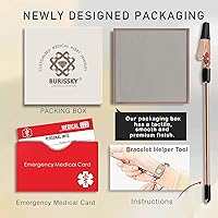 Vista 6 de Pulseras de alerta médica personalizadas para mujeres con grabado gratis, pulsera de identificación de emergencia personalizada impermeable