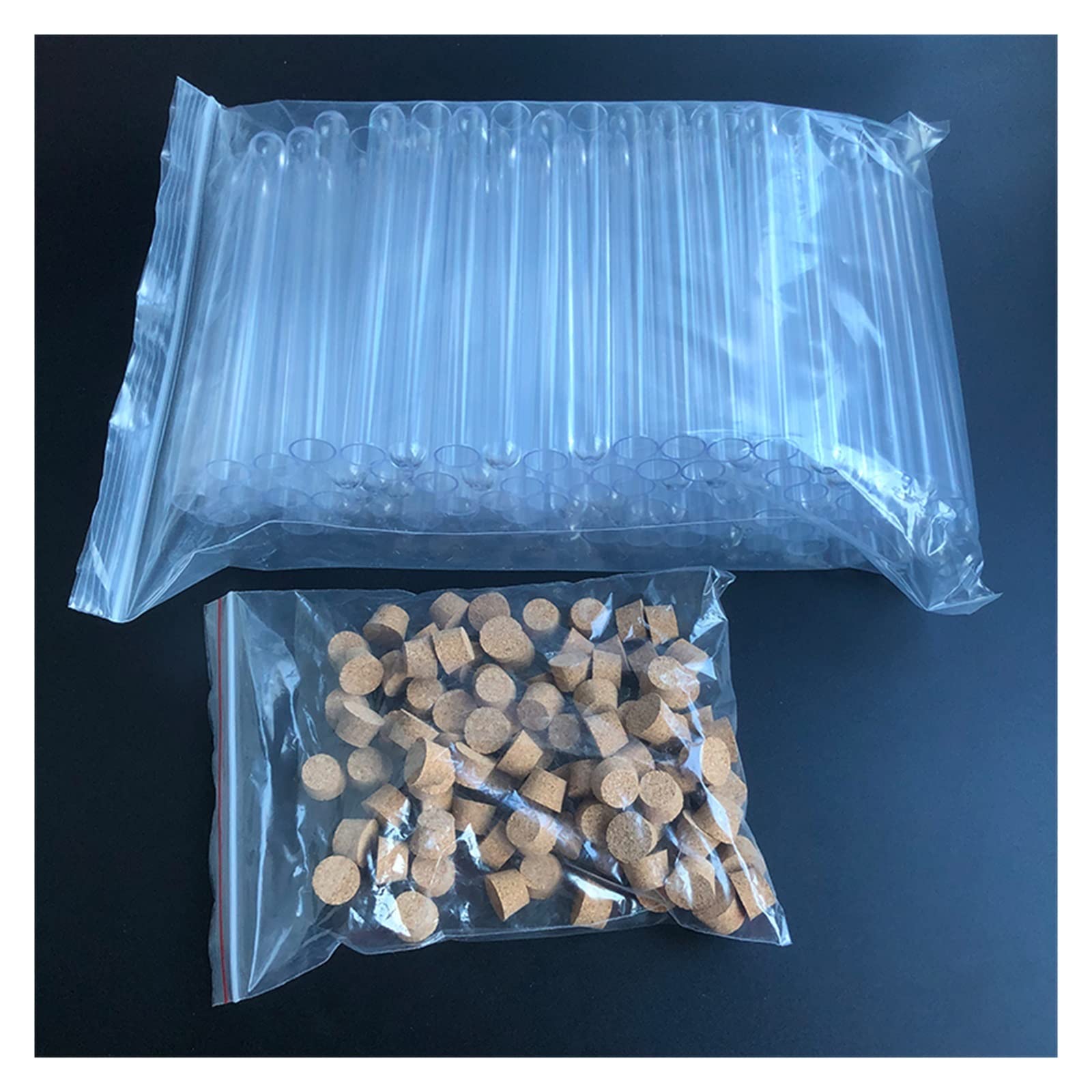 MENGKE 100 provette da laboratorio in plastica trasparente da 15 x 150 mm con tappi di sughero