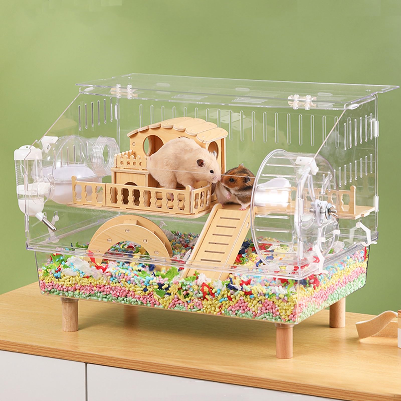 Amazon.co.jp: ハムスター ケージ 大きい 二層空間 マルチカラー