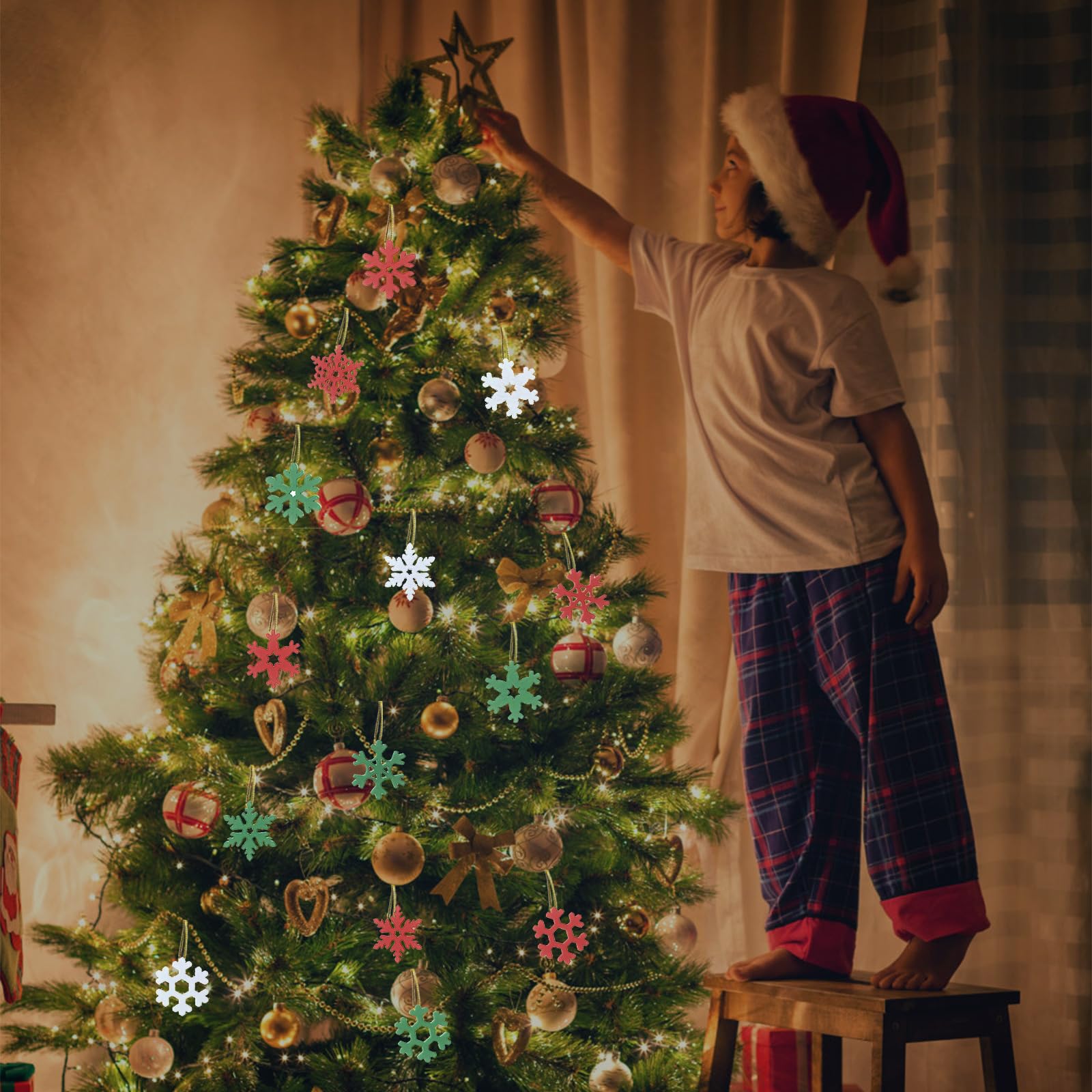 152 Decorazioni Natalizie In Legno A Forma Di Fiocchi Di Neve - Forme Varie Per Albero E Tavola, Fai Da Te - 2
