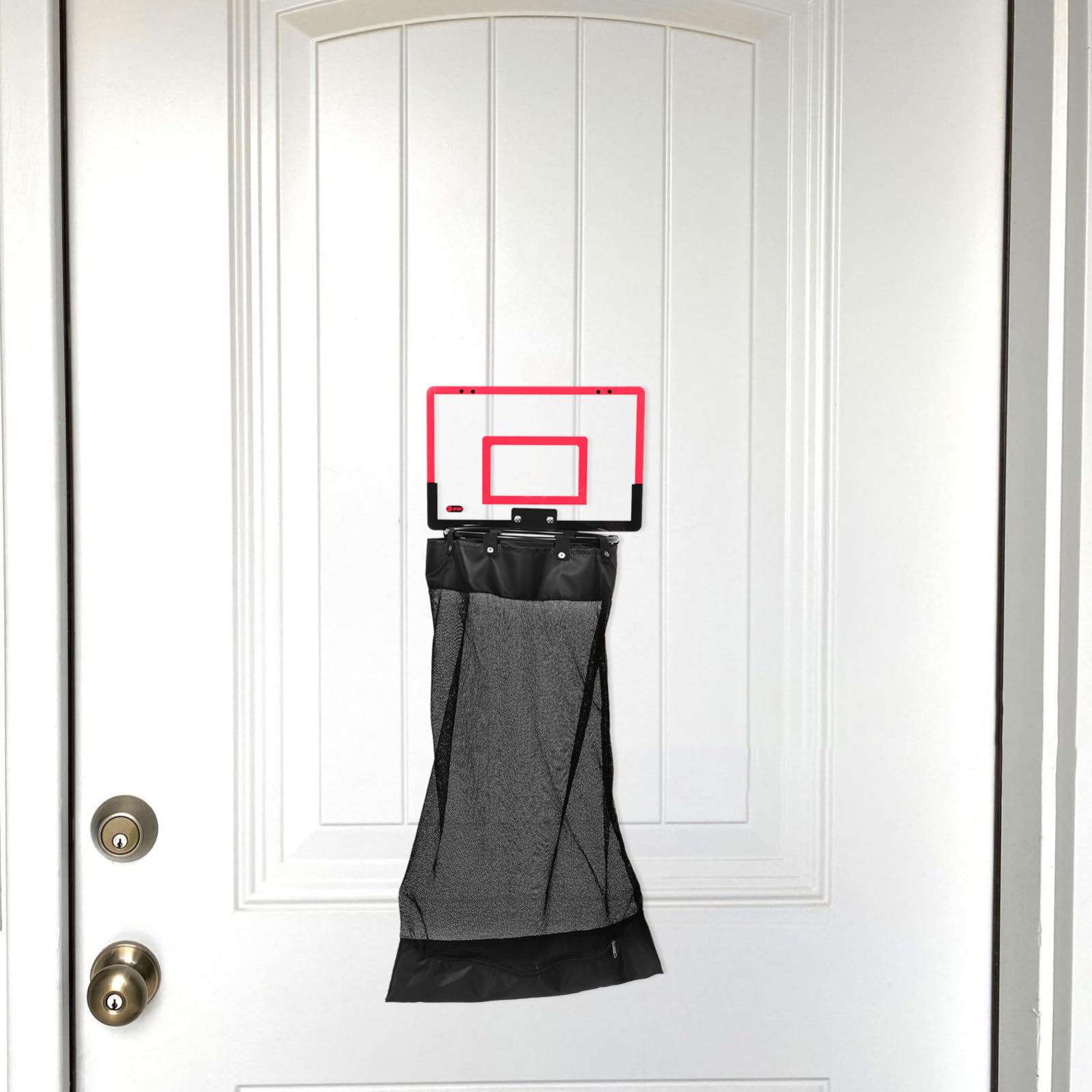 Cesto Bucato a Canestro da Porta Zip in Rete Rosso