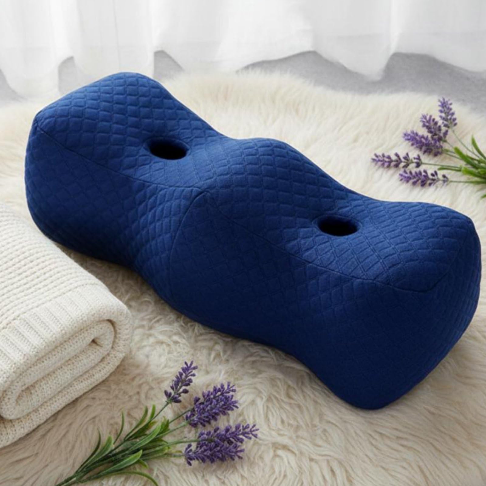 predolo Almohada para Piernas de Espuma Viscoelástica Alivia la Presión Cojín Postural para Dormir Diseño Ergonómico Descansar, Azul Marino