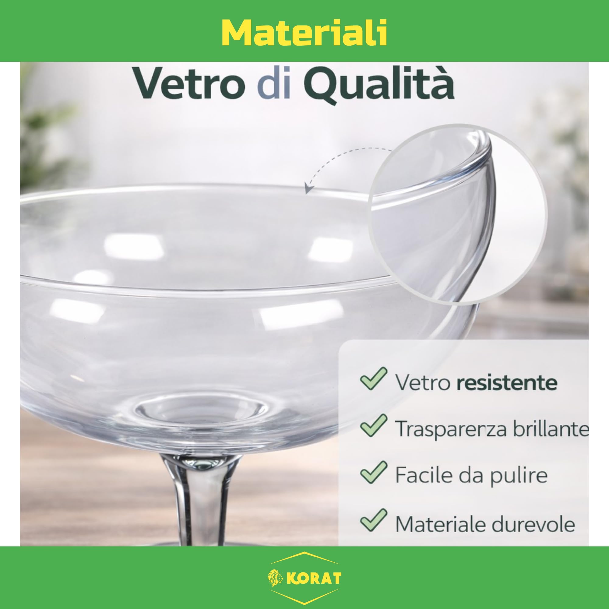 KORAT - Centrotavola in Vetro con Piede – Coppa Decorativa Trasparente per Frutta, Dolci, Confetti e Decorazioni – Alzata Elegante per Tavolo e Casa – Design Moderno 27 x 27 x 18 cm
