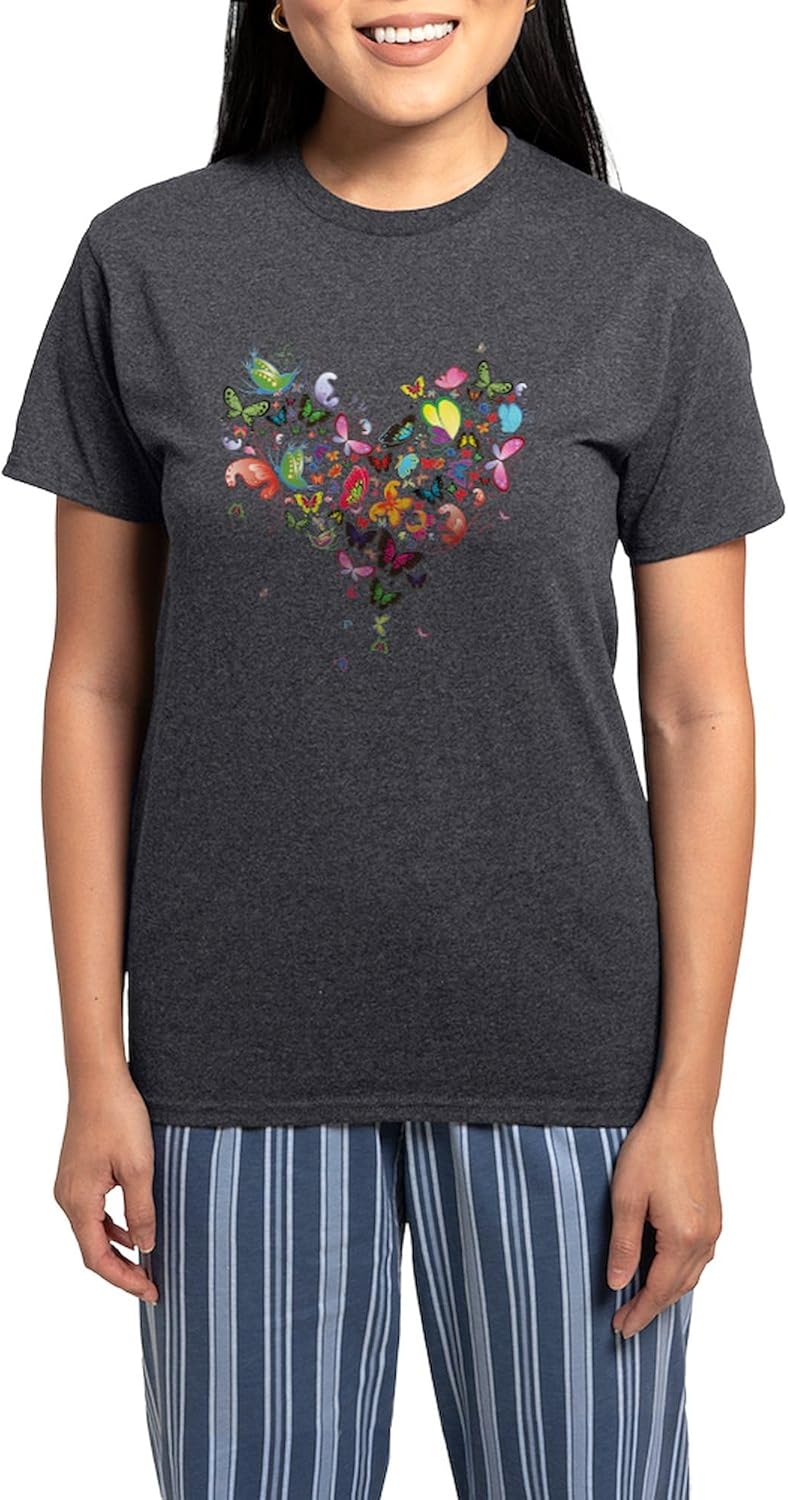 CafePress Heart of Butterflies Pajamas Women's Charcoal Novelty Pajama Set